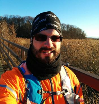 Selfie in early winter late day sunlight