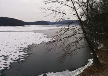 New Croton Reservoir, mostly frozen over