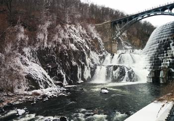 Croton Dam walkway and spillover from below and up close