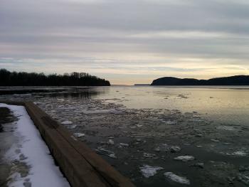 An icy Hudson River viewed from Croton Point Park