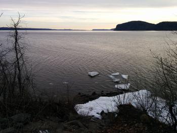 Southern view from very tip of Croton Point Park. Tappan Zee Bridge (new and old) in the distance.