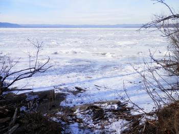 Very frozen Hudson River at Haverstraw Bay.