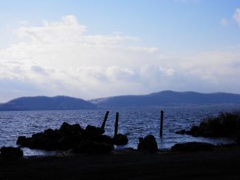 Hudson River winter view at Croton Landing Park.