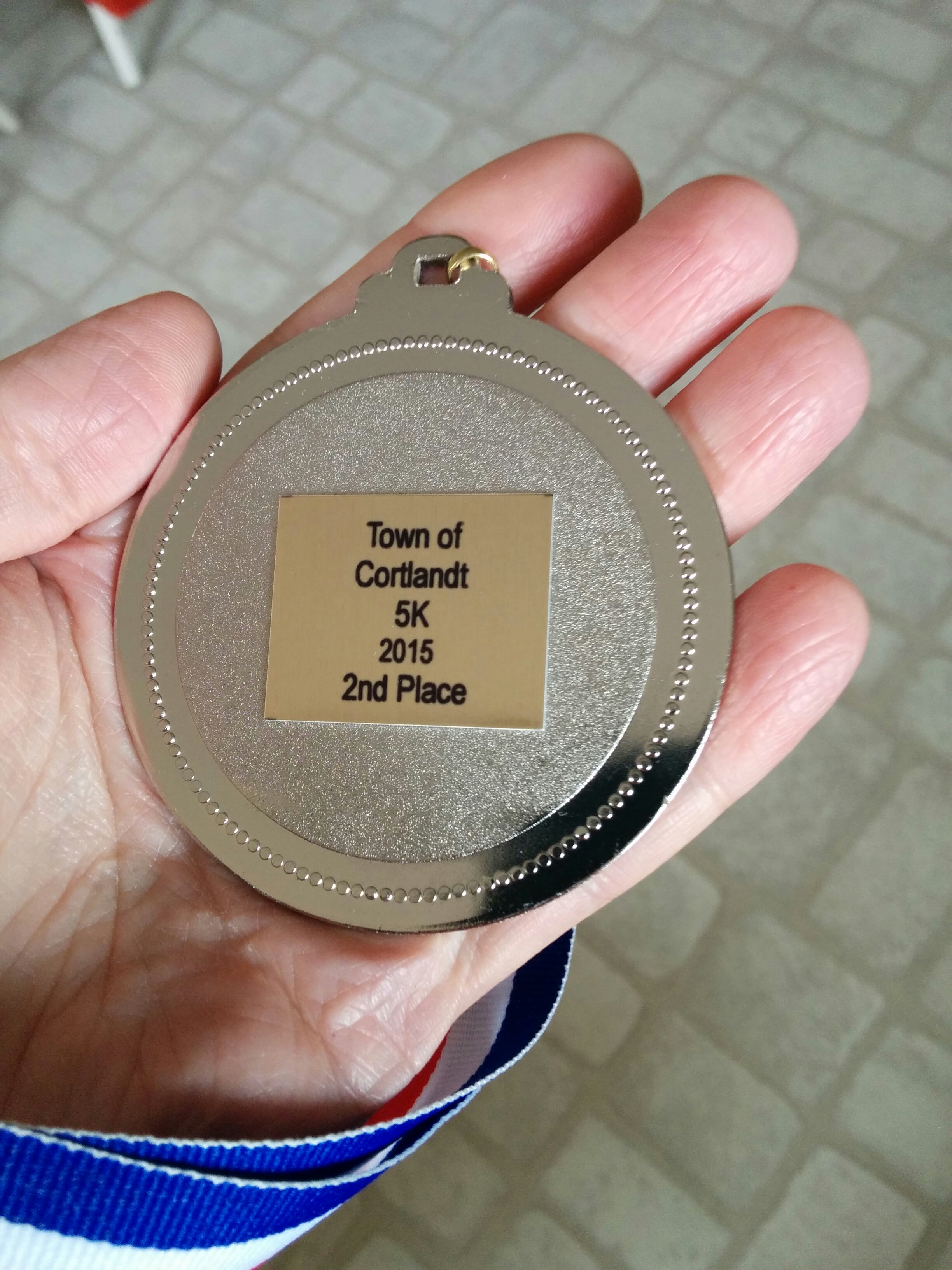 Cortlandt 5k age group medal. © 2015 Peter Wetzel.