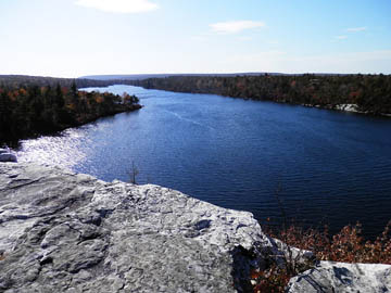 Lake Awosting from cliff overlook. © 2015 Peter Wetzel.