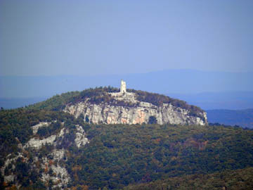 Mohonk Skytop Tower from Minnewaska (10x optical zoom). © 2015 Peter Wetzel.